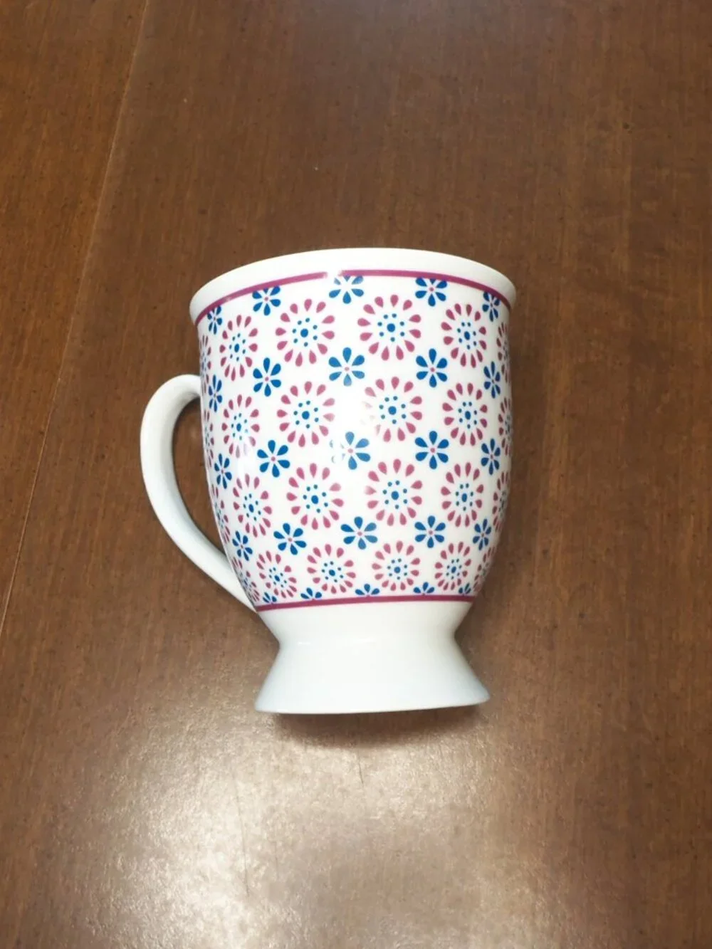 Vintage Target Bohemian Pedestal Coffee Mug Red White and Blue Porcelain Tea Cup